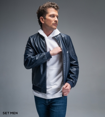 کاپشن چرم آستین کشبافت