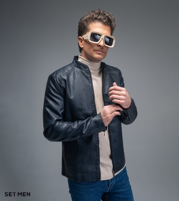 کاپشن چرم آستین زیپ دار