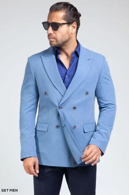 کت تک مردانه دبل برست یقه بلیزر دو چاک شش دکمه