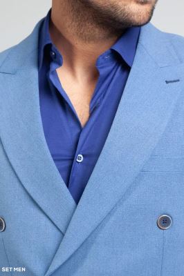 کت تک مردانه دبل برست یقه بلیزر دو چاک شش دکمه