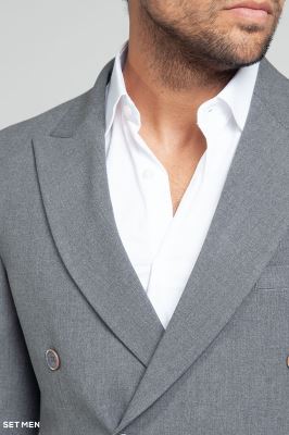 کت تک مردانه دبل برست یقه بلیزر دو چاک شش دکمه