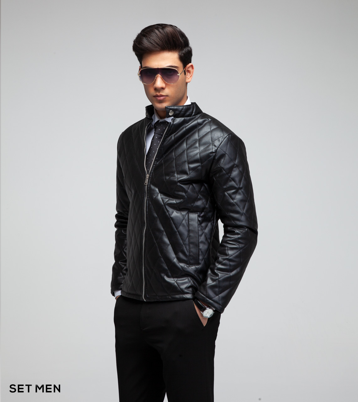 کاپشن چرم لوزی