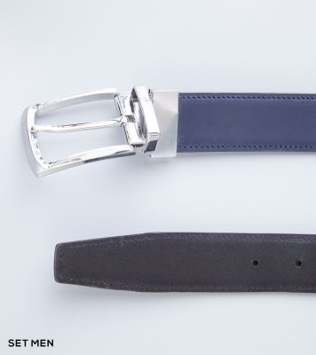 کمربند چرم طبیعی دورو سگک چرخشی