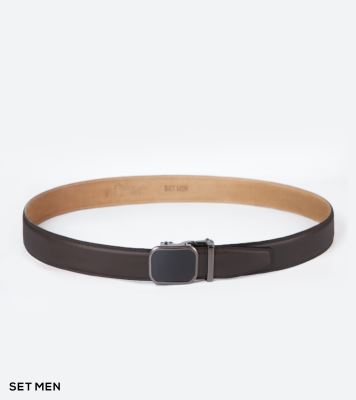 کمربند چرم طبیعی سگک نقره ای