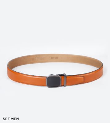 کمربند چرم طبیعی سگک نقره ای