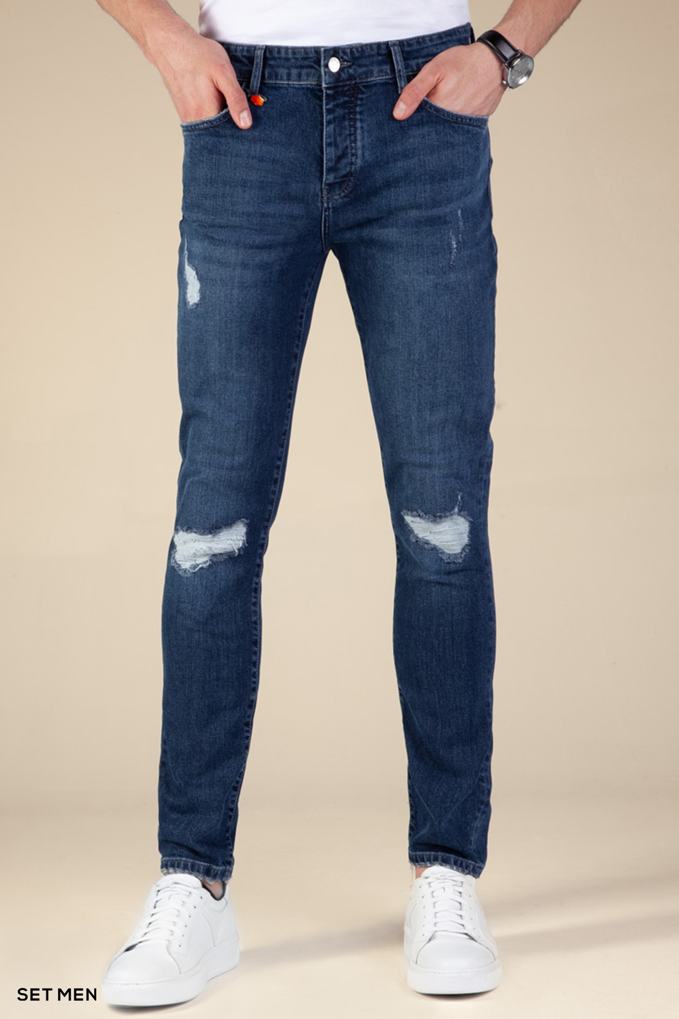 شلوار جین مردانه اسلیم زاپ دار