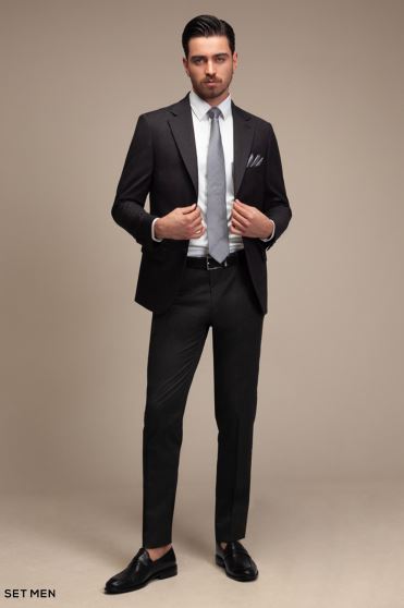 کت تک مردانه یقه انگلیسی نیم آستر دو دکمه دو چاک