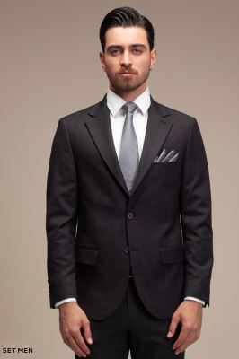 کت تک مردانه یقه انگلیسی نیم آستر دو دکمه دو چاک