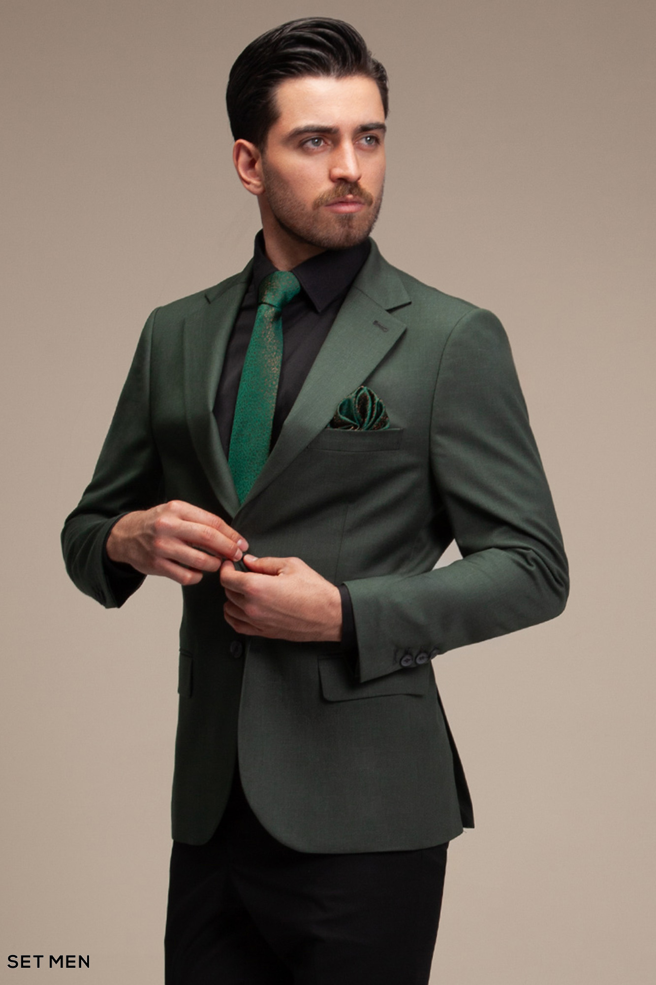 کت تک مردانه یقه انگلیسی نیم آستر دو دکمه دو چاک