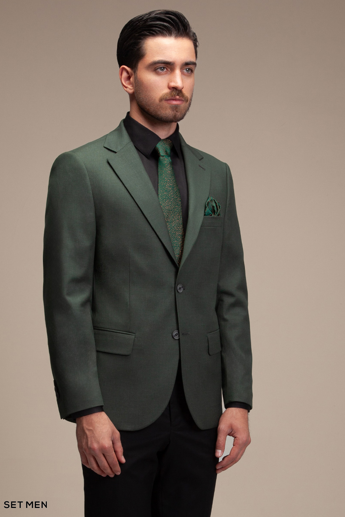 کت تک مردانه یقه انگلیسی نیم آستر دو دکمه دو چاک