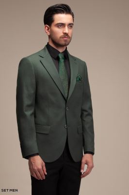 کت تک مردانه یقه انگلیسی نیم آستر دو دکمه دو چاک