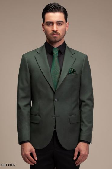 کت تک مردانه یقه انگلیسی نیم آستر دو دکمه دو چاک