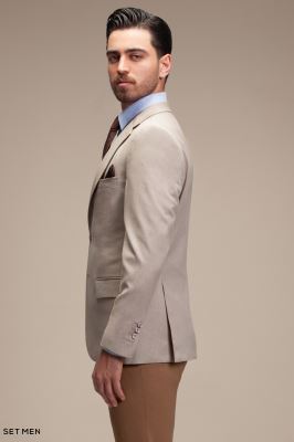 کت تک مردانه یقه انگلیسی نیم آستر دو دکمه دو چاک