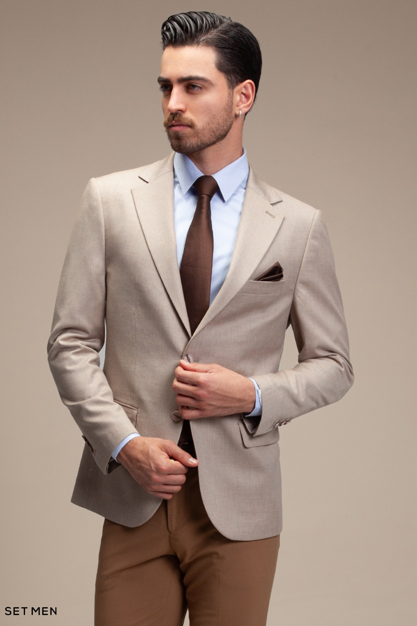 کت تک مردانه یقه انگلیسی نیم آستر دو دکمه دو چاک