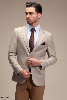 کت تک مردانه یقه انگلیسی نیم آستر دو دکمه دو چاک