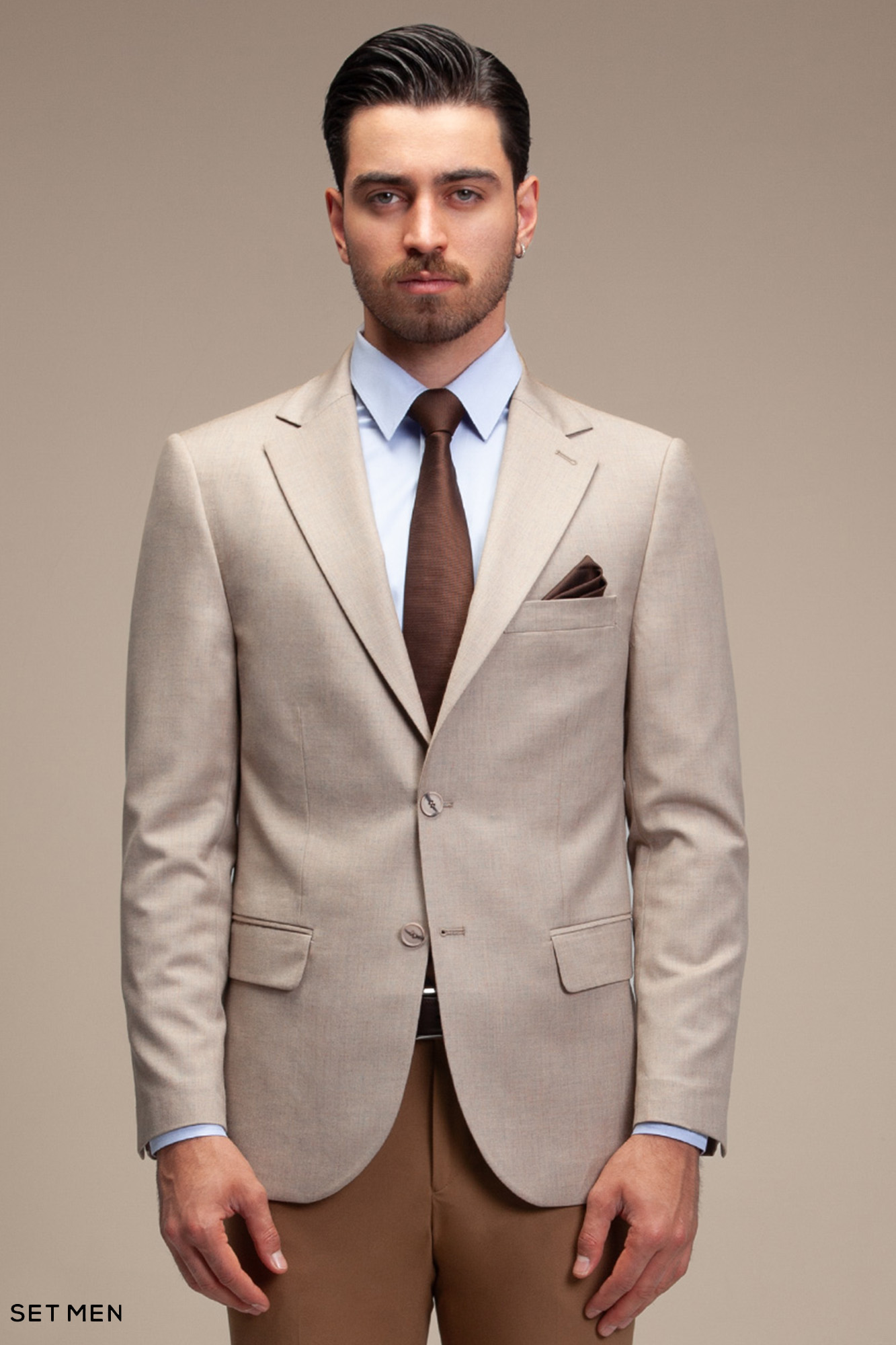 کت تک مردانه یقه انگلیسی نیم آستر دو دکمه دو چاک