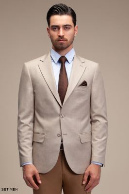 کت تک مردانه یقه انگلیسی نیم آستر دو دکمه دو چاک