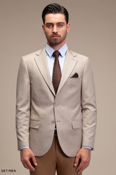 کت تک مردانه یقه انگلیسی نیم آستر دو دکمه دو چاک