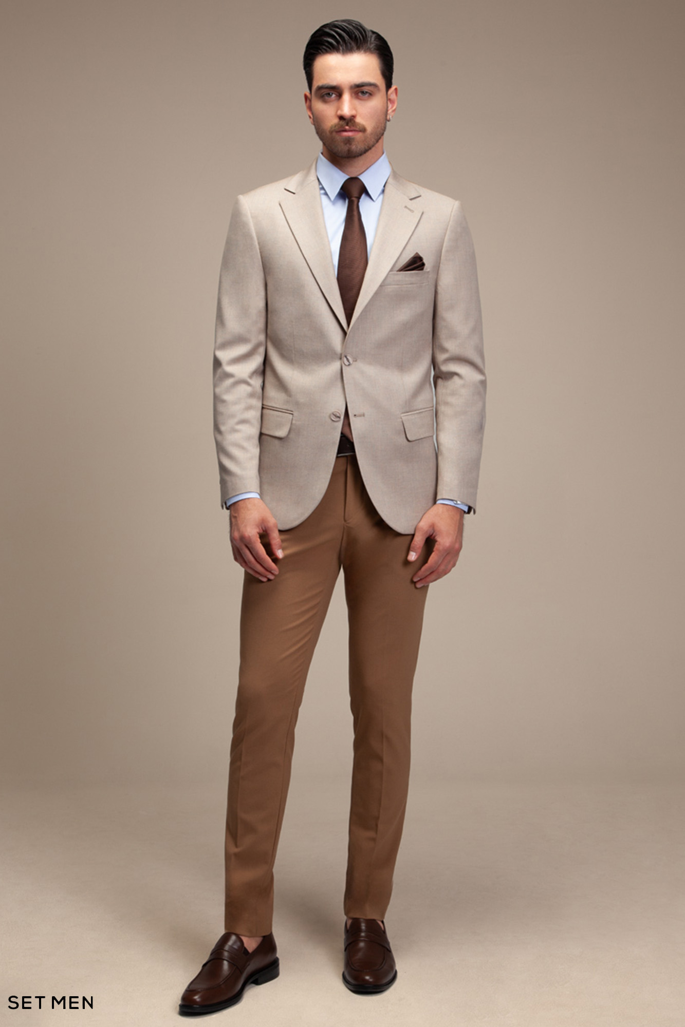 کت تک مردانه یقه انگلیسی نیم آستر دو دکمه دو چاک