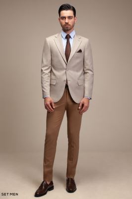 کت تک مردانه یقه انگلیسی نیم آستر دو دکمه دو چاک