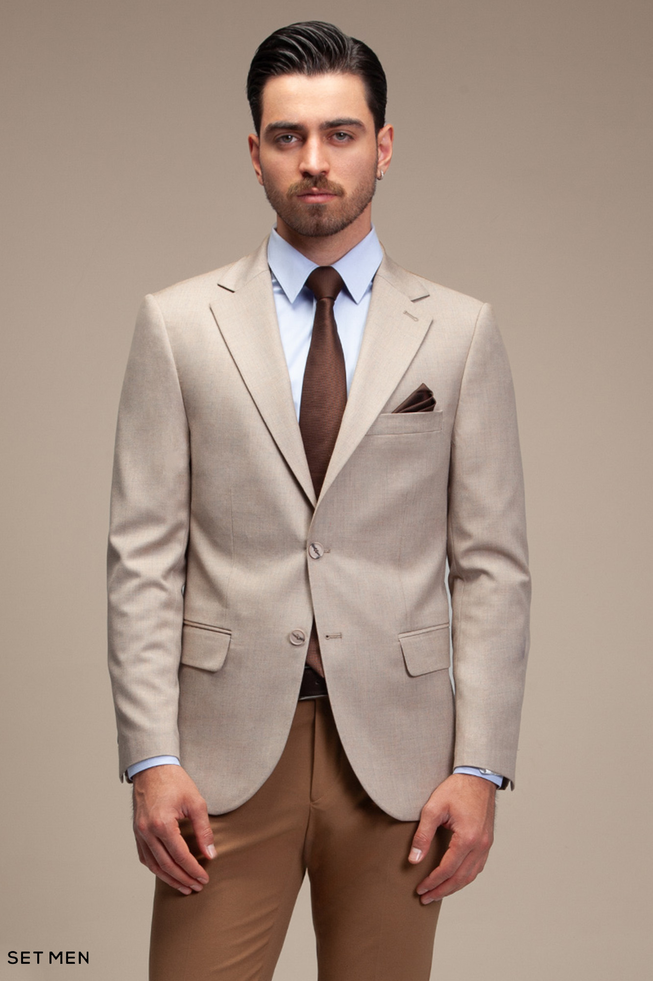 کت تک مردانه یقه انگلیسی نیم آستر دو دکمه دو چاک