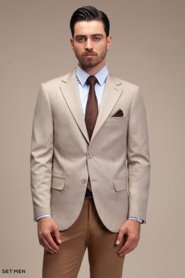 کت تک مردانه یقه انگلیسی نیم آستر دو دکمه دو چاک