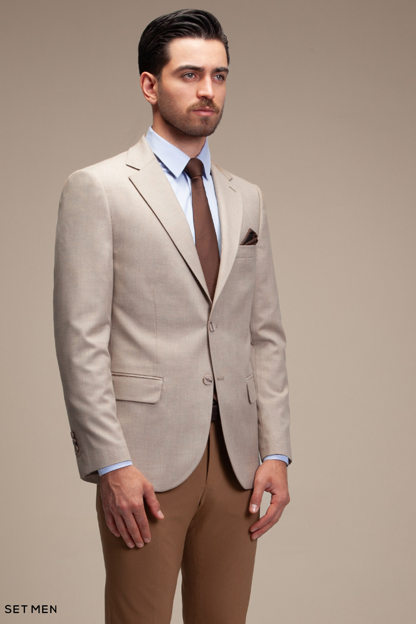 کت تک مردانه یقه انگلیسی نیم آستر دو دکمه دو چاک