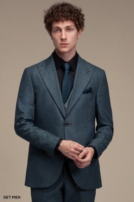 کت و شلوار مردانه سه تکه یقه بلیزر دو دکمه