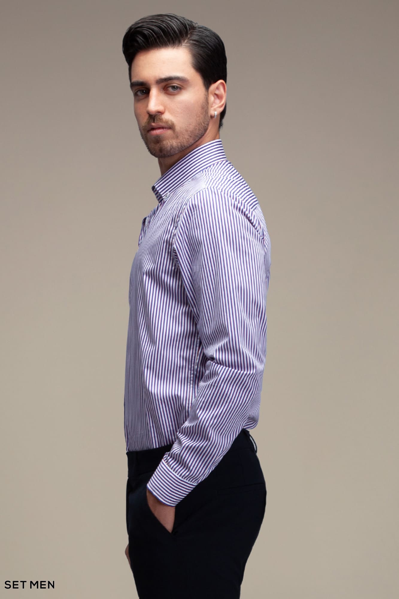 پیراهن مردانه آستین بلند راه راه