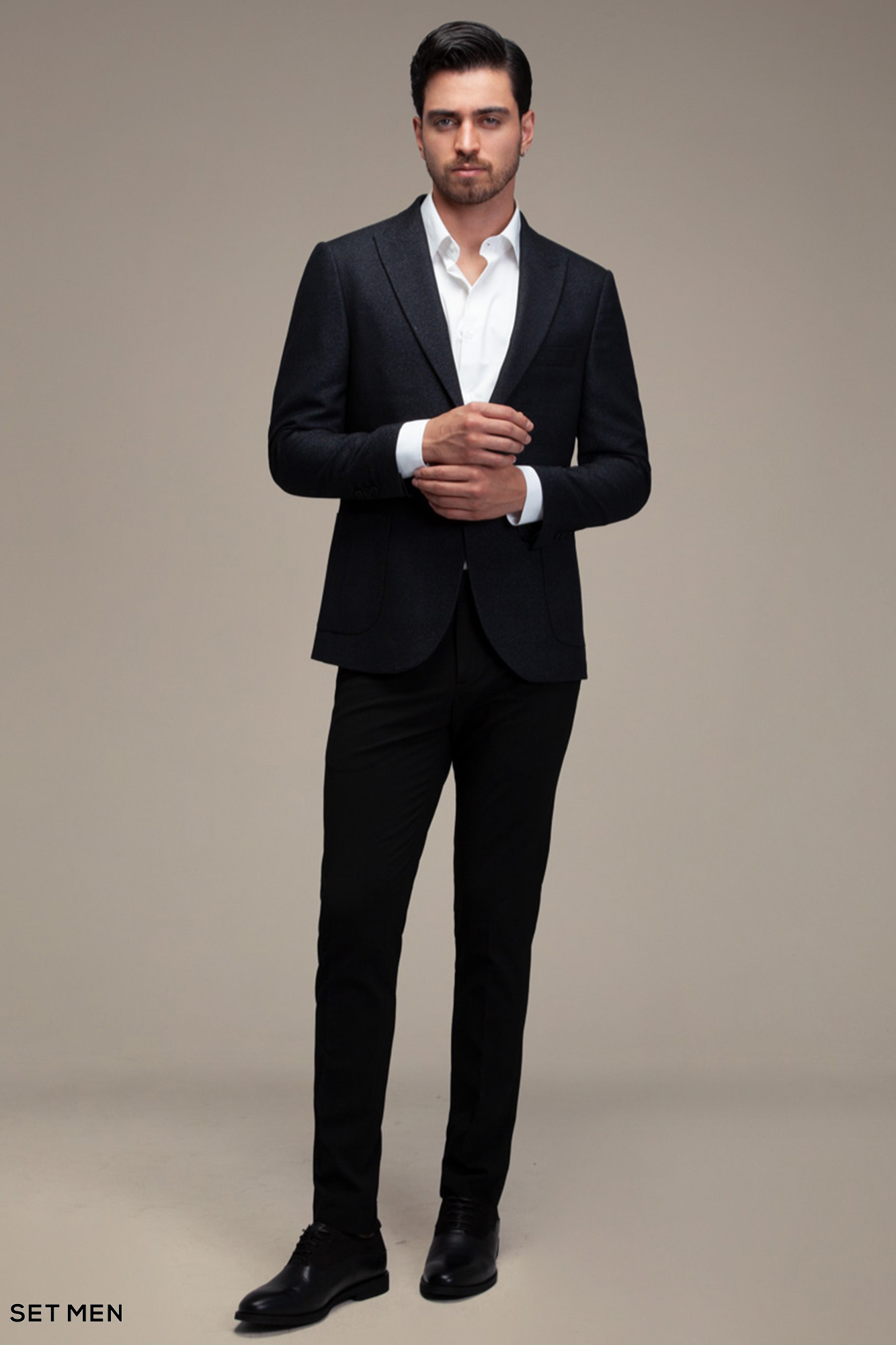 کت تک مردانه یقه بلیزر تک دکمه دوچاک