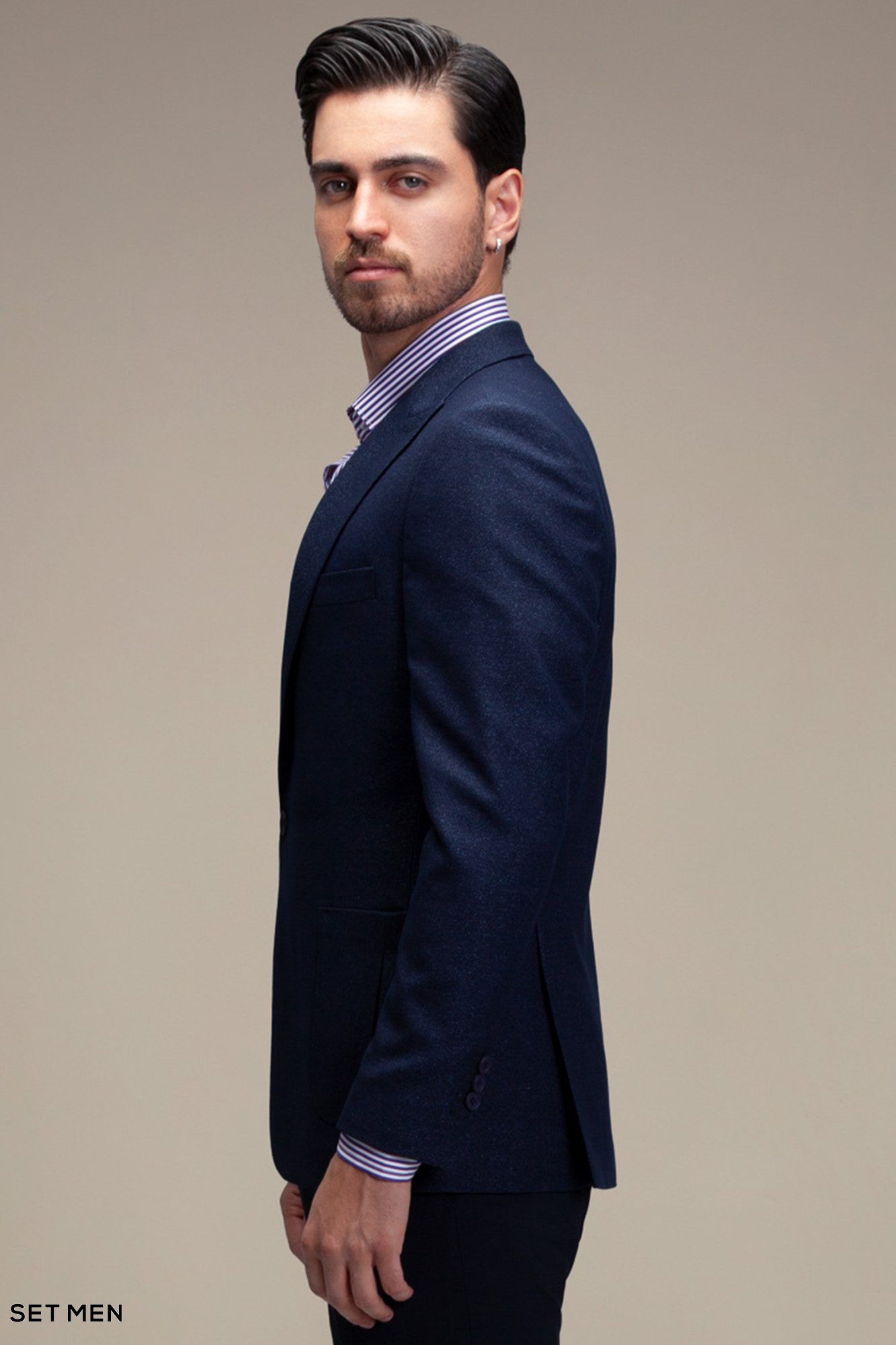 کت تک مردانه یقه بلیزر تک دکمه دوچاک