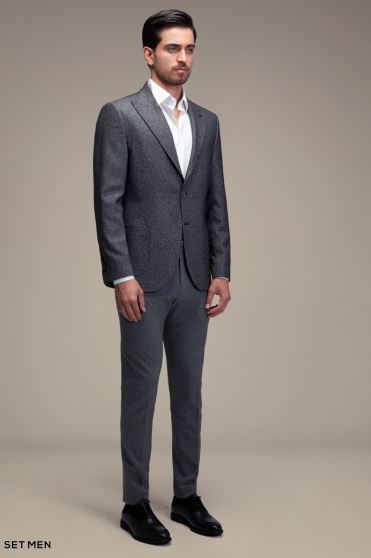 کت تک مردانه یقه بلیزر نیم آستر دودکمه دوچاک