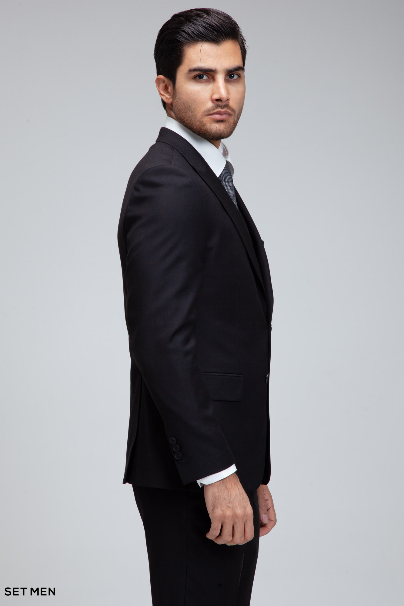 کت و شلوار مردانه سه تکه یقه بلیزر دو دکمه دو چاک