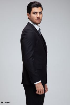 کت و شلوار مردانه سه تکه یقه بلیزر دو دکمه دو چاک