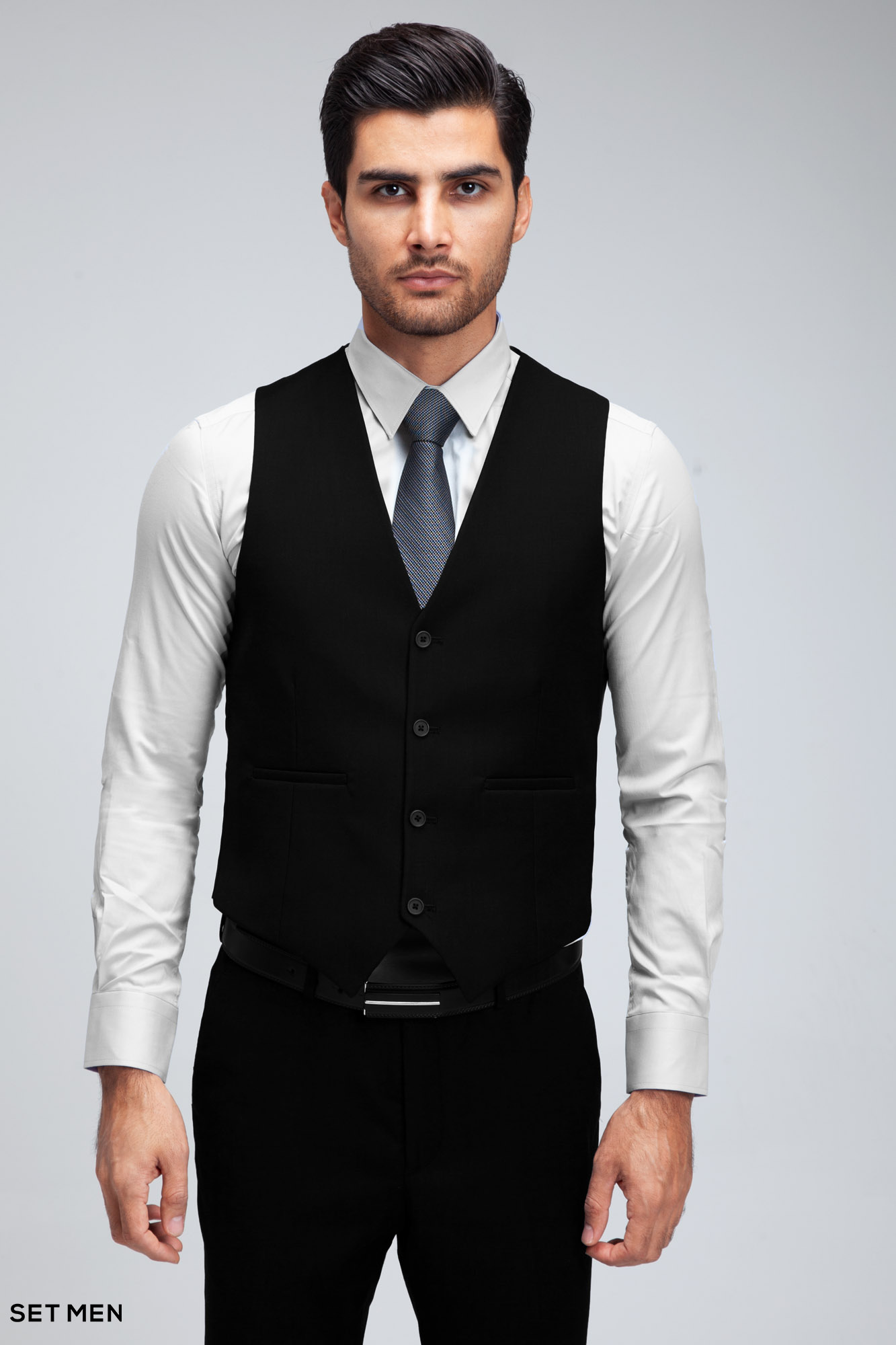 کت و شلوار مردانه سه تکه یقه بلیزر دو دکمه دو چاک