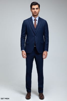 کت و شلوار مردانه سه تکه یقه بلیزر دو دکمه دو چاک