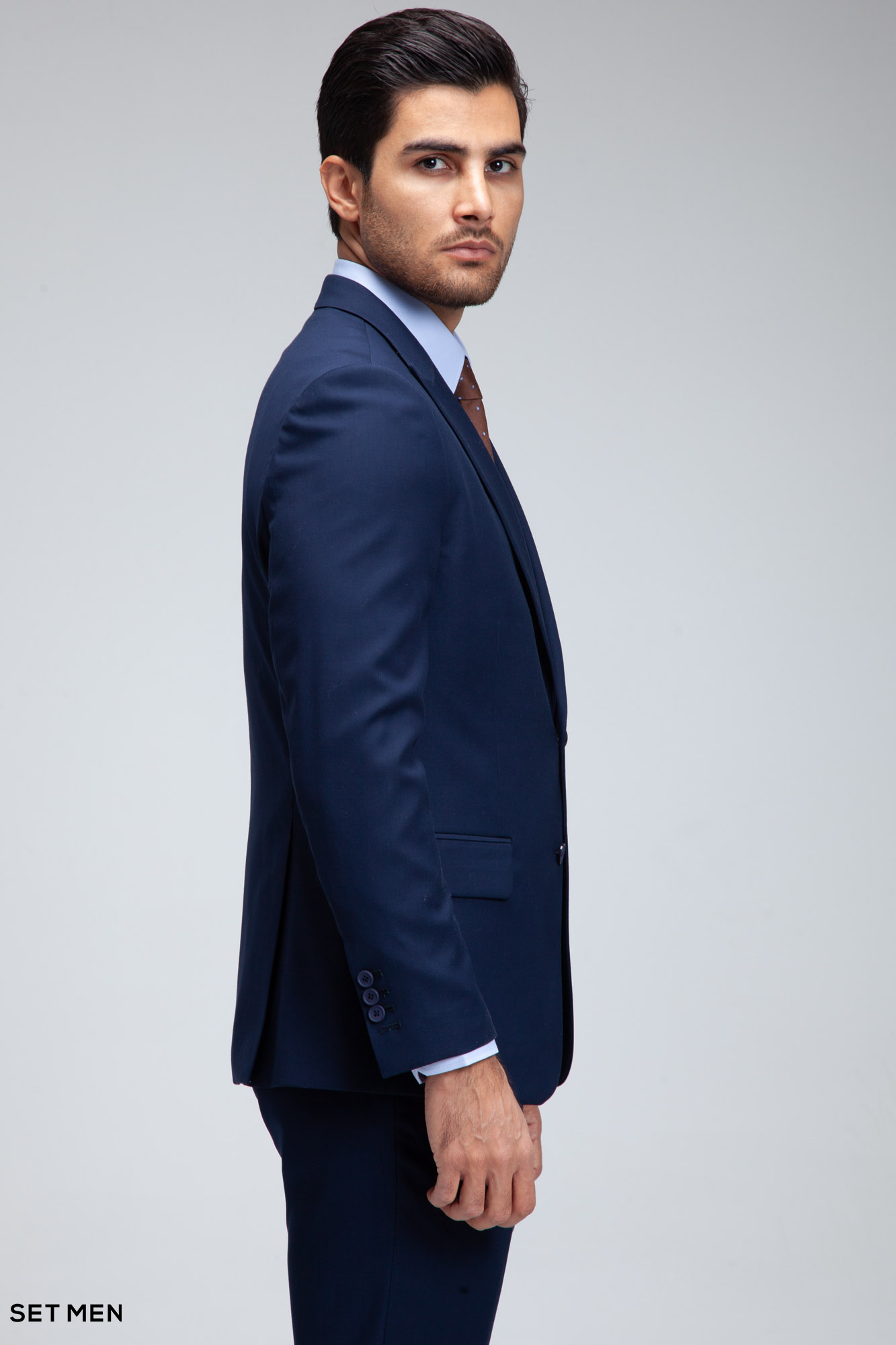 کت و شلوار مردانه سه تکه یقه بلیزر دو دکمه دو چاک