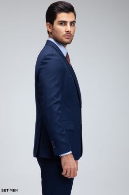 کت و شلوار مردانه سه تکه یقه بلیزر دو دکمه دو چاک