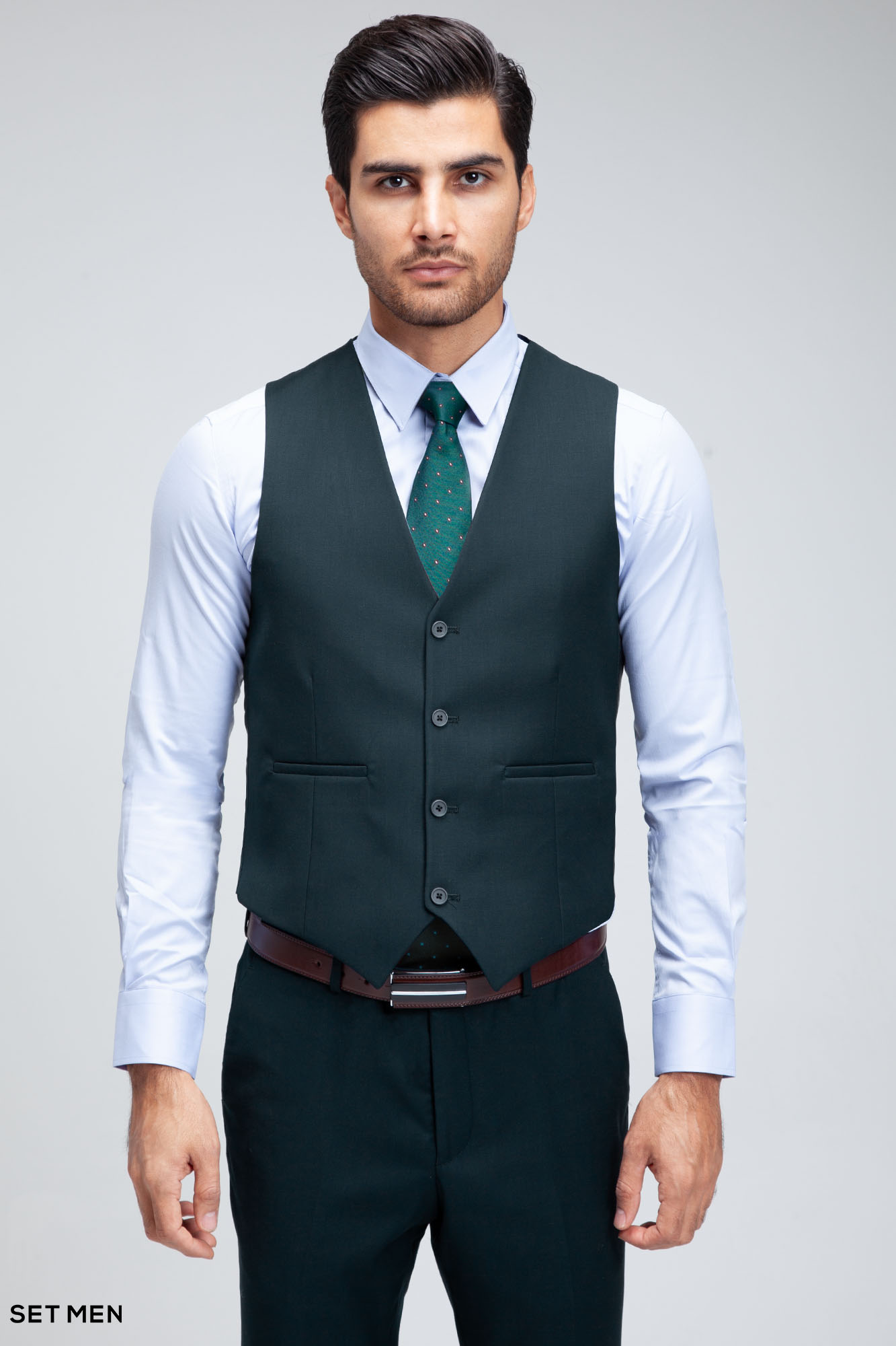 کت و شلوار مردانه سه تکه یقه بلیزر دو دکمه دو چاک