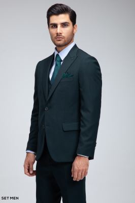 کت و شلوار مردانه سه تکه یقه بلیزر دو دکمه دو چاک