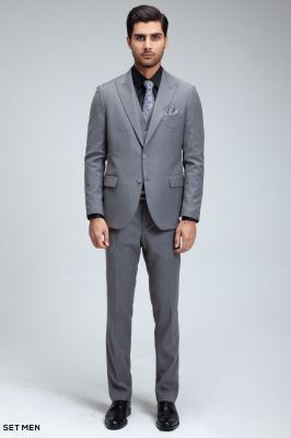 کت و شلوار مردانه سه تکه یقه بلیزر دو دکمه دو چاک