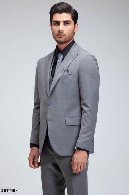 کت و شلوار مردانه سه تکه یقه بلیزر دو دکمه دو چاک