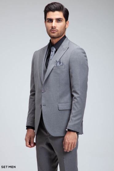 کت و شلوار مردانه سه تکه یقه بلیزر دو دکمه دو چاک