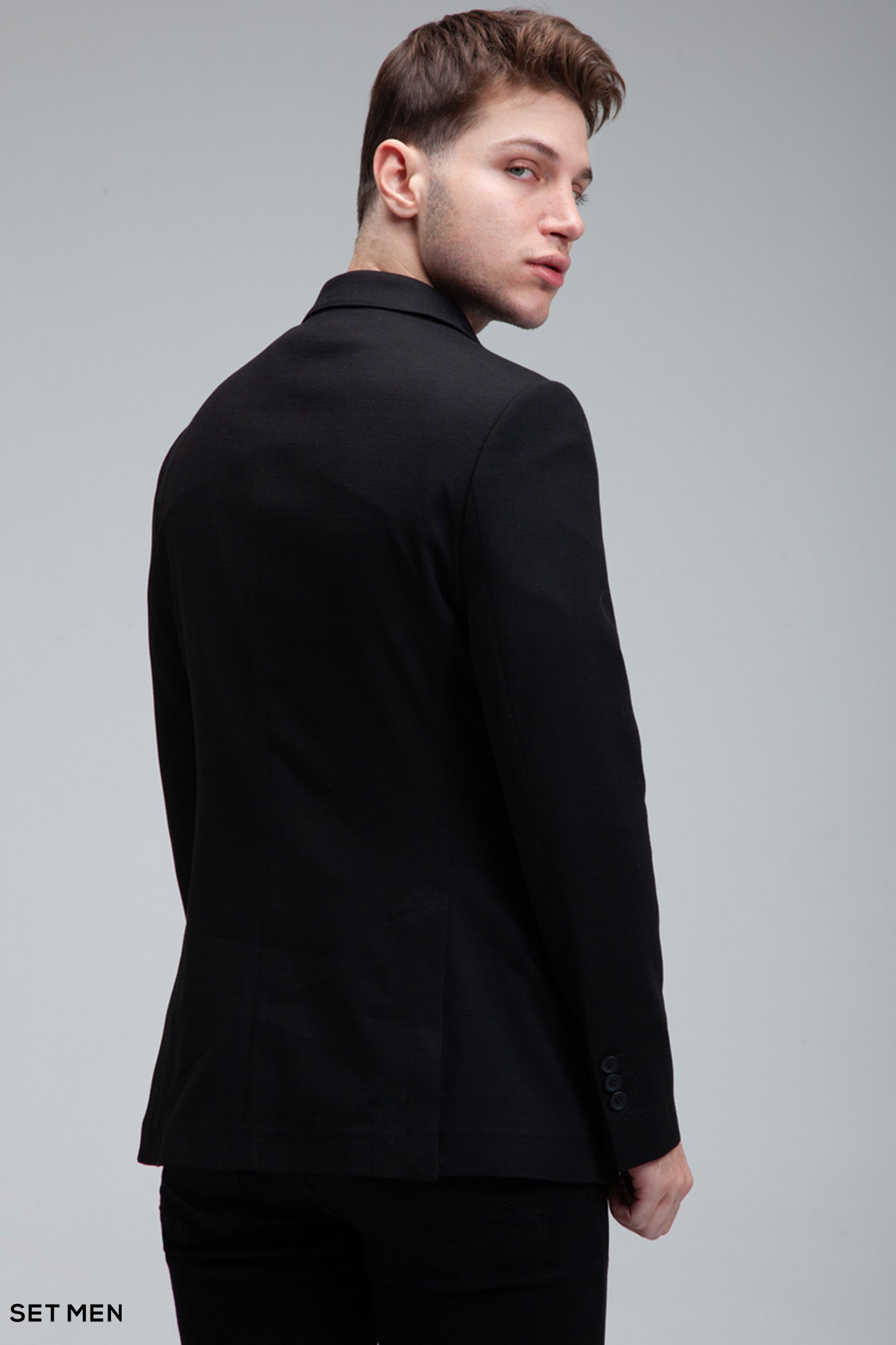 کت تک مردانه نیم آستر یقه انگلیسی تک دکمه دو چاک