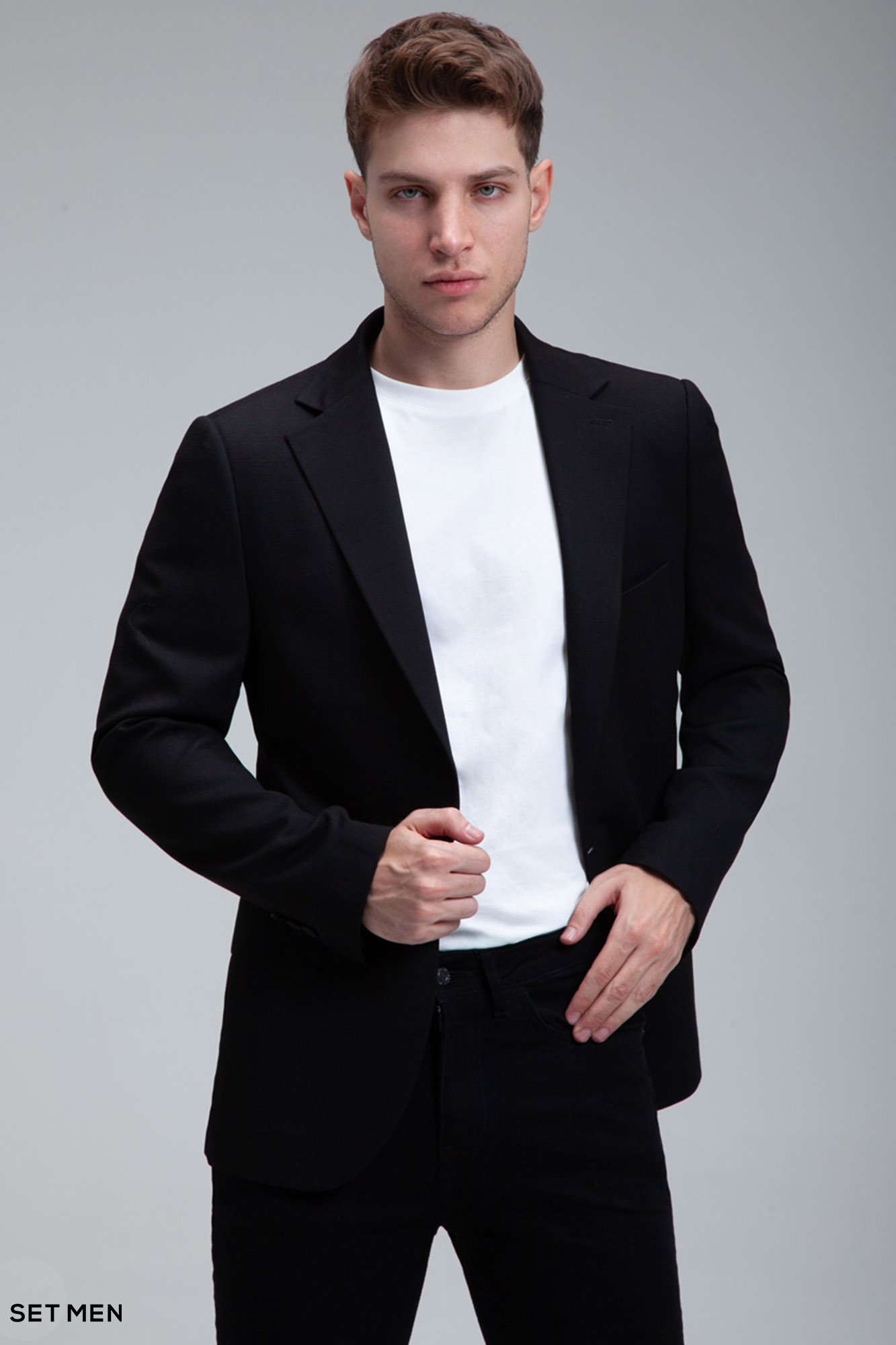 کت تک مردانه نیم آستر یقه انگلیسی تک دکمه دو چاک