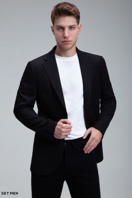 کت تک مردانه نیم آستر یقه انگلیسی تک دکمه دو چاک