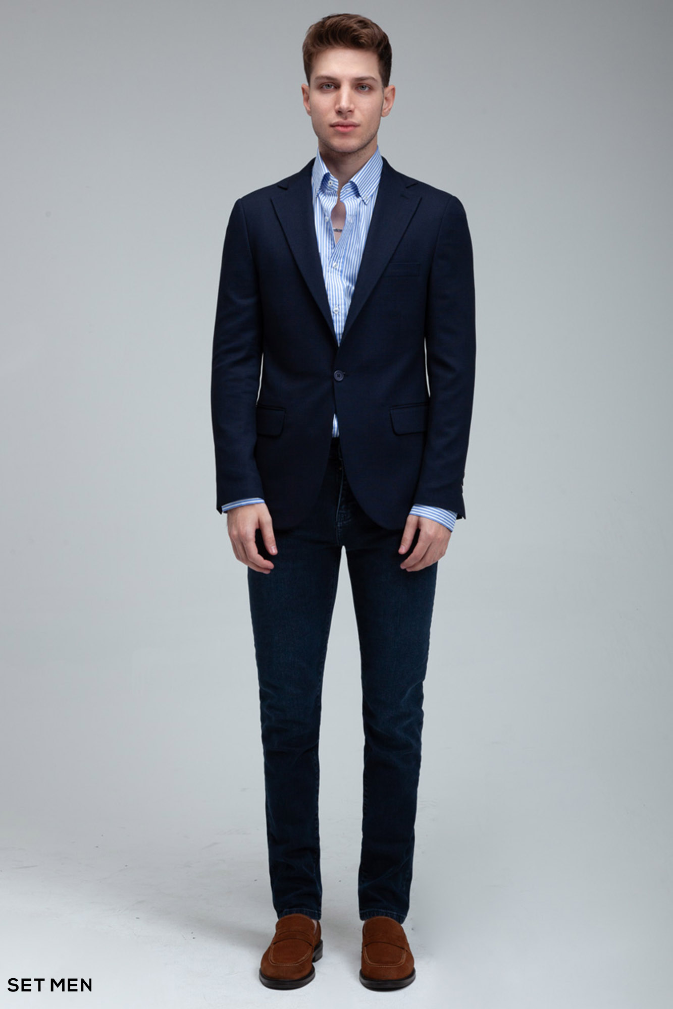 کت تک مردانه نیم آستر یقه انگلیسی تک دکمه دو چاک