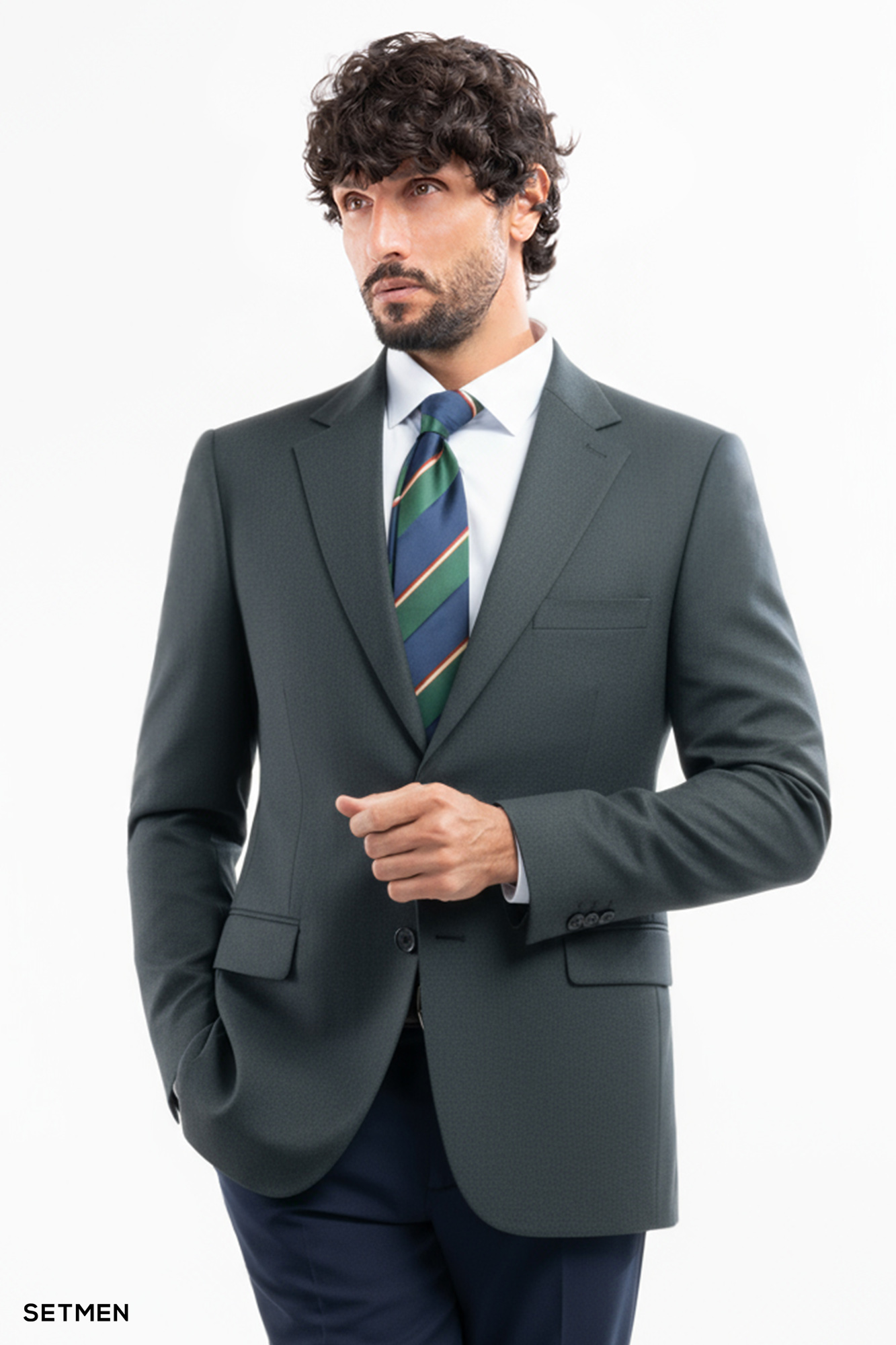 کت تک مردانه نیم آستر یقه انگلیسی تک دکمه دو چاک