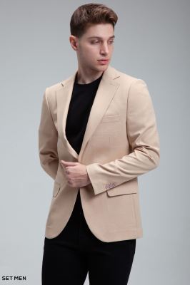 کت تک مردانه نیم آستر یقه انگلیسی تک دکمه دو چاک