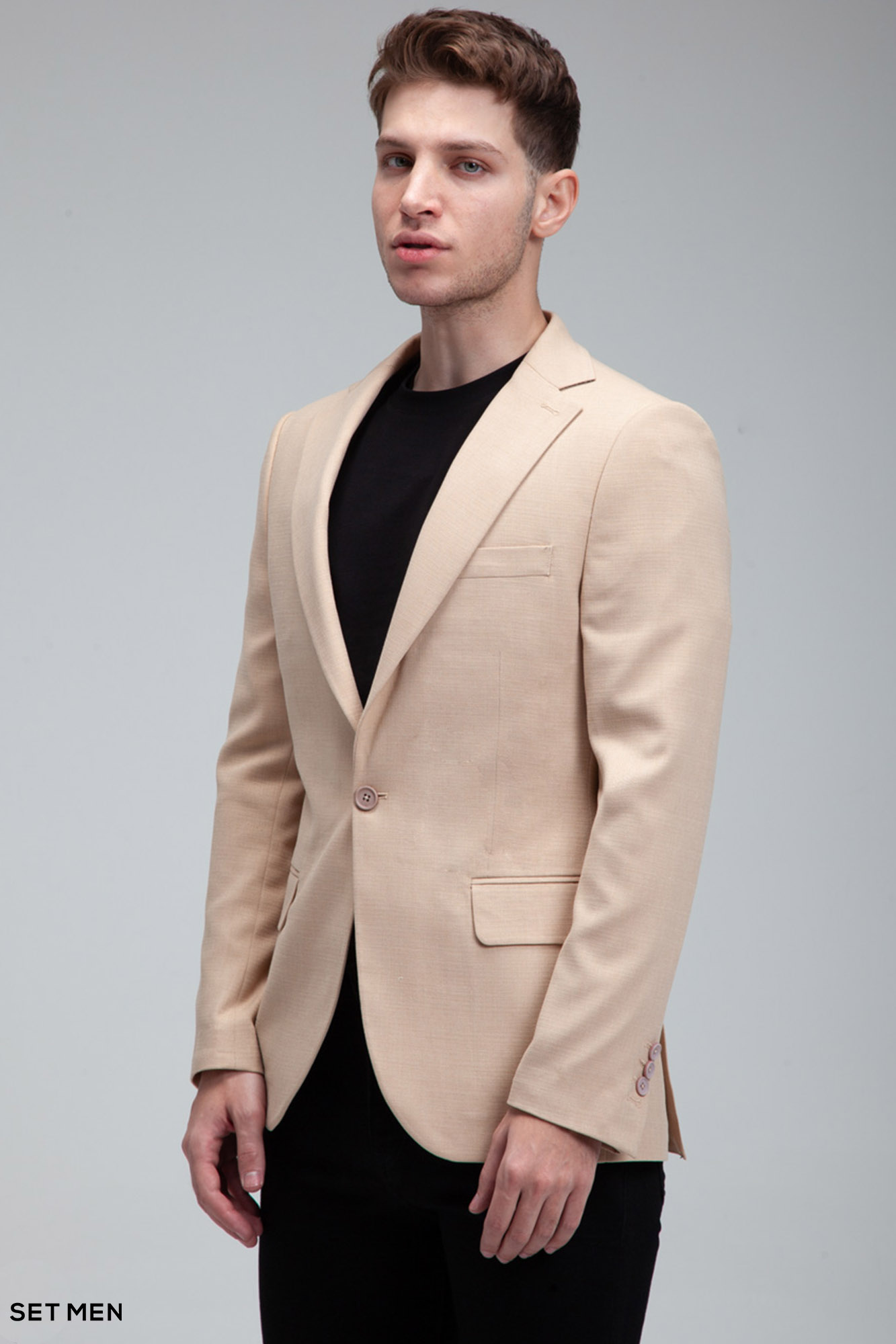 کت تک مردانه نیم آستر یقه انگلیسی تک دکمه دو چاک